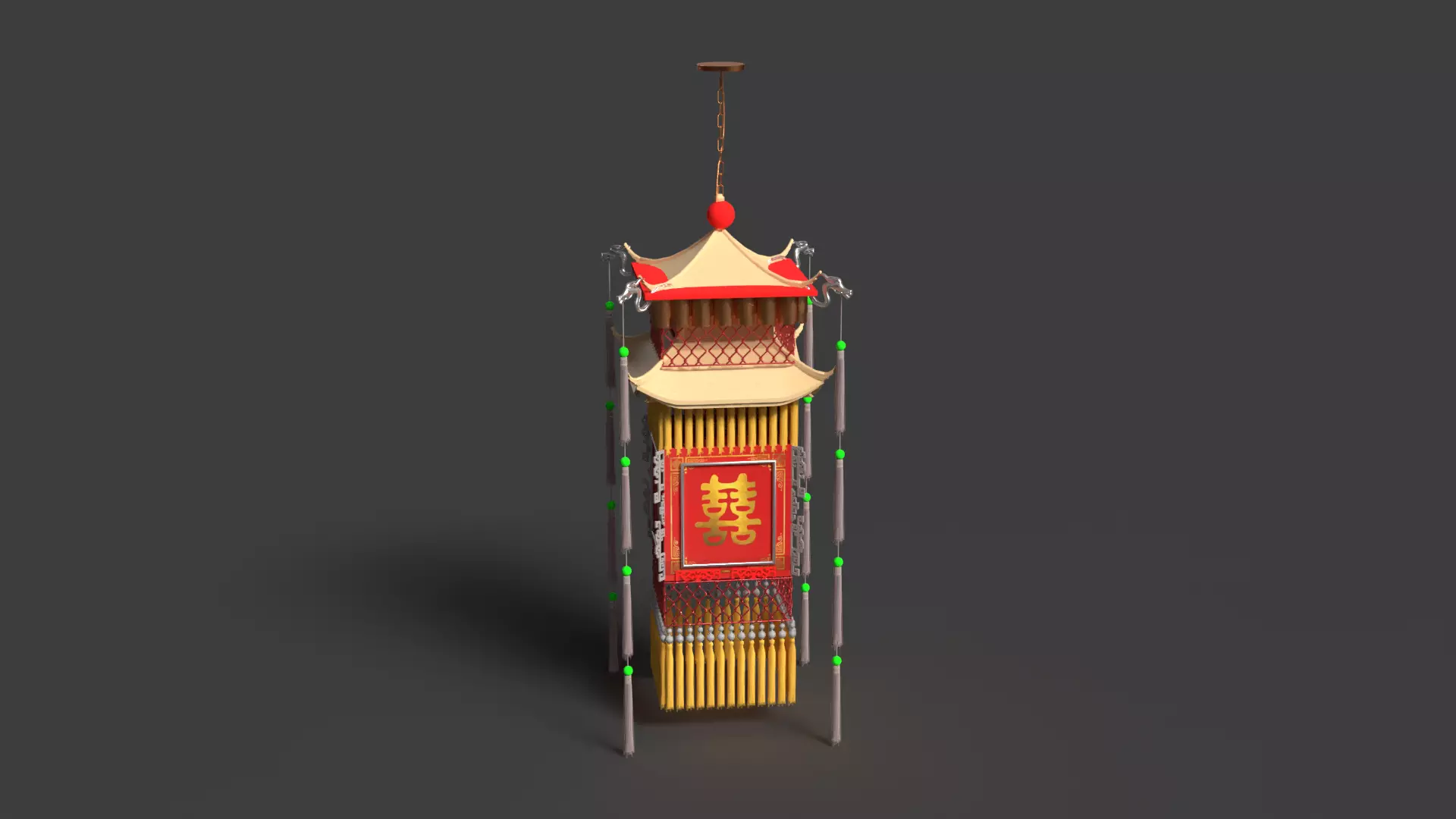 Chinese palace lantern 3D model_0