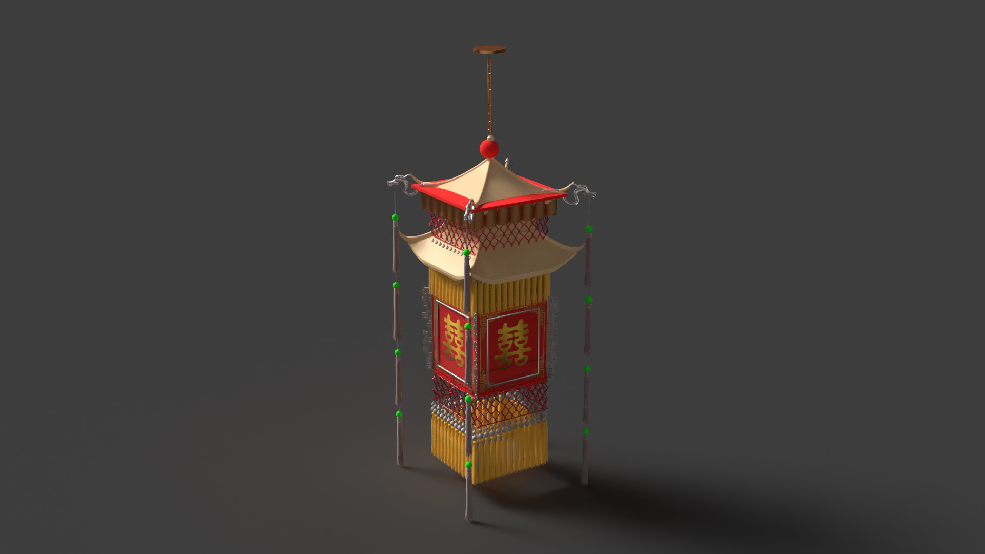 Chinese palace lantern 3D model_5