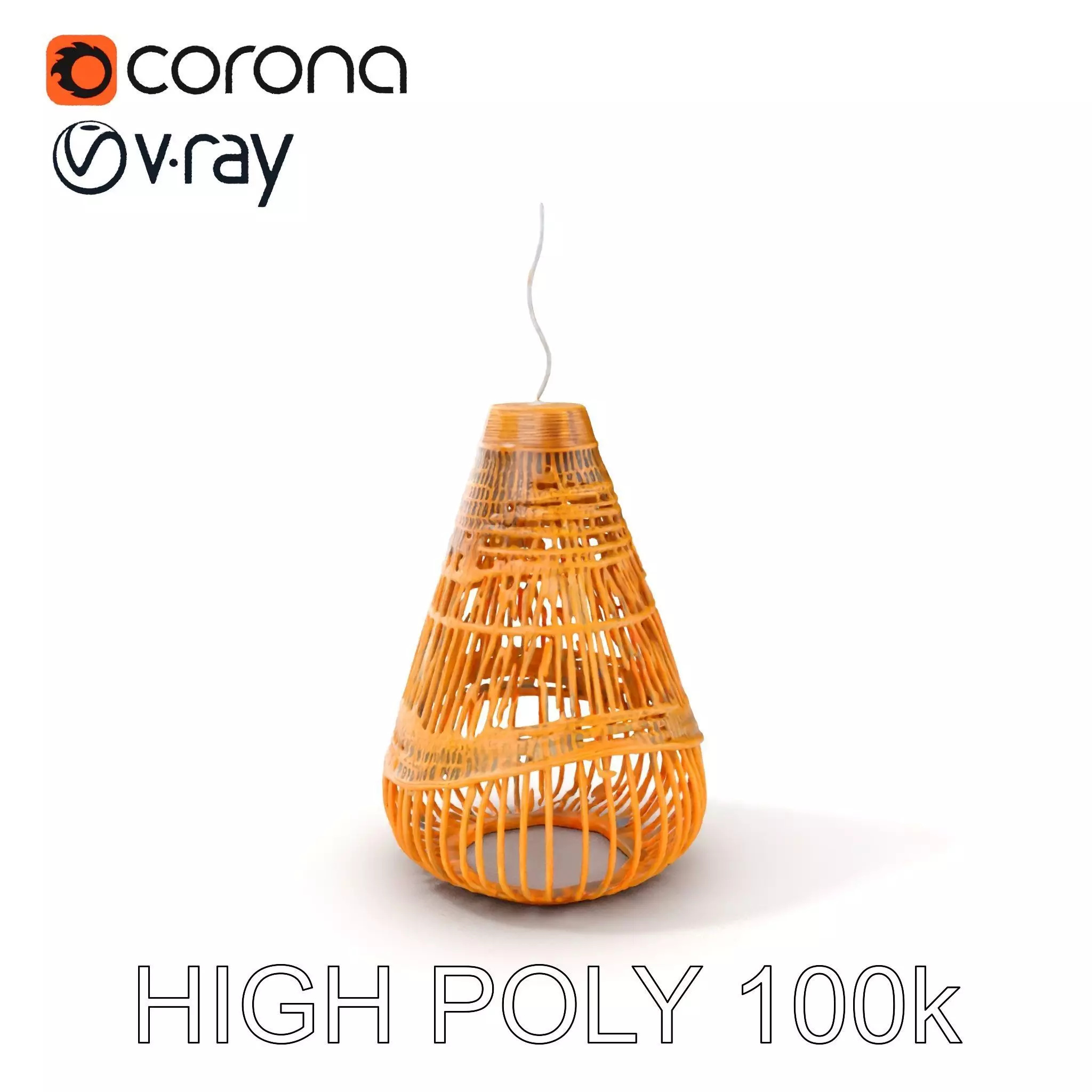 Hanging Wicker Lamp Shade Model Pack Low-poly 3D model_0
