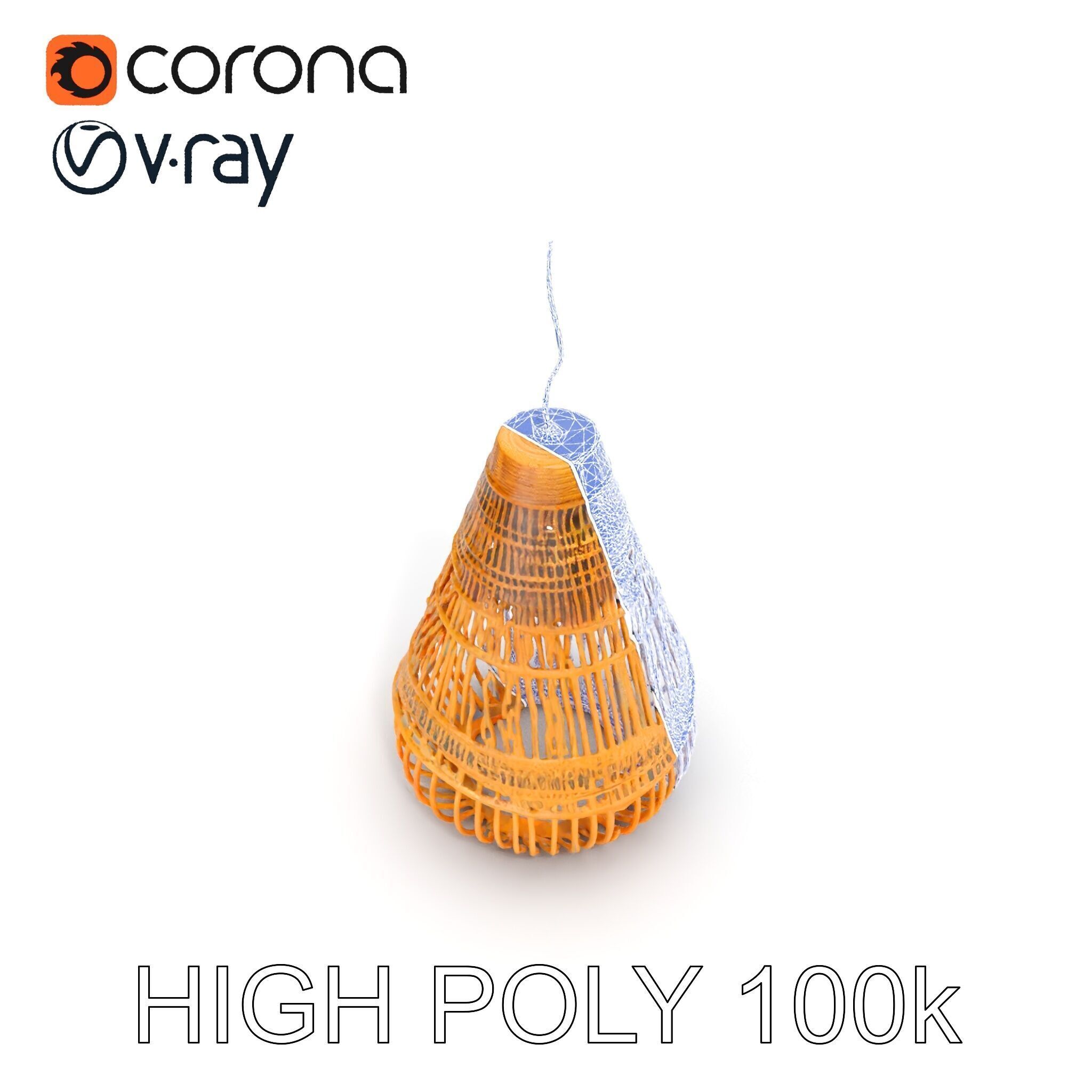 Hanging Wicker Lamp Shade Model Pack Low-poly 3D model_24