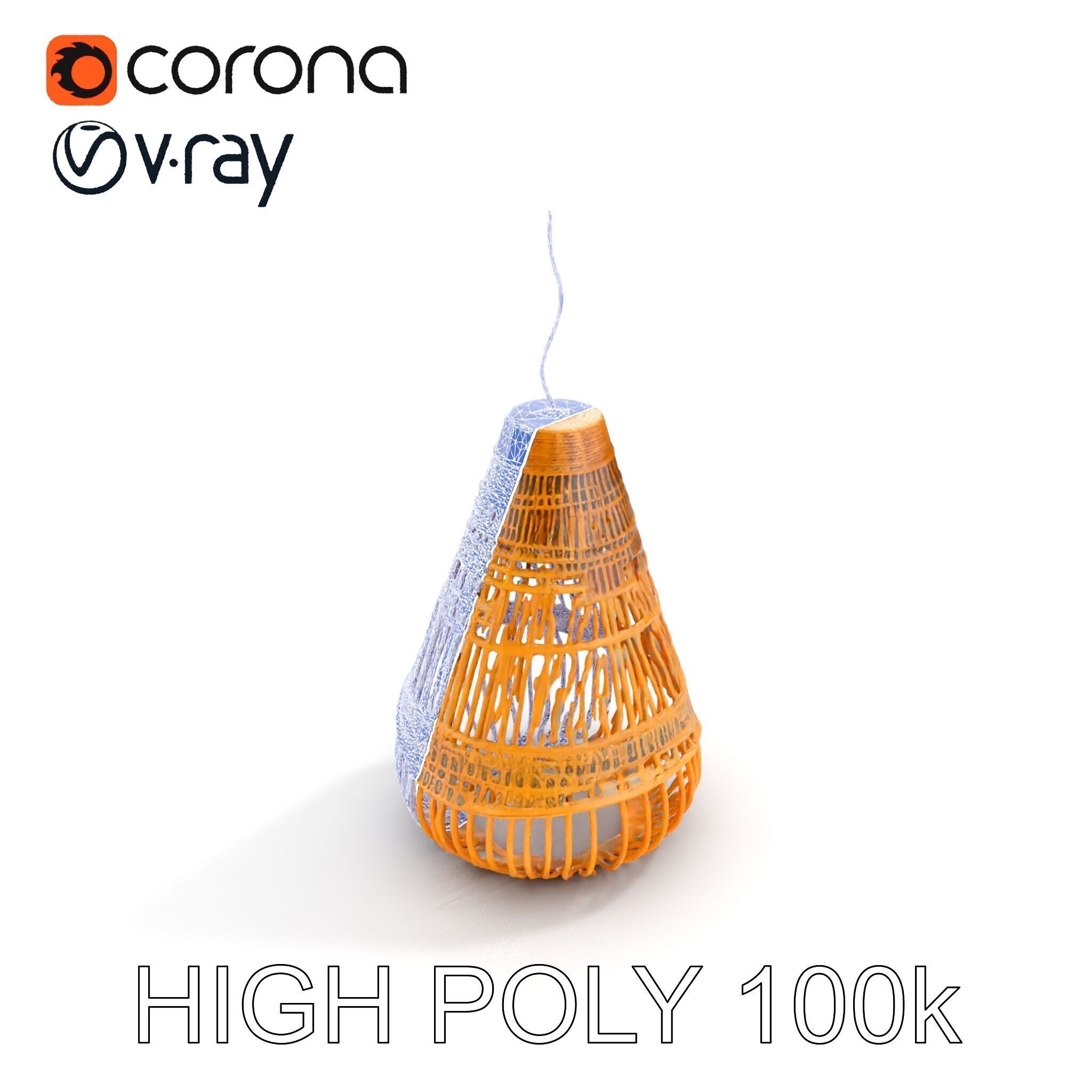 Hanging Wicker Lamp Shade Model Pack Low-poly 3D model_32
