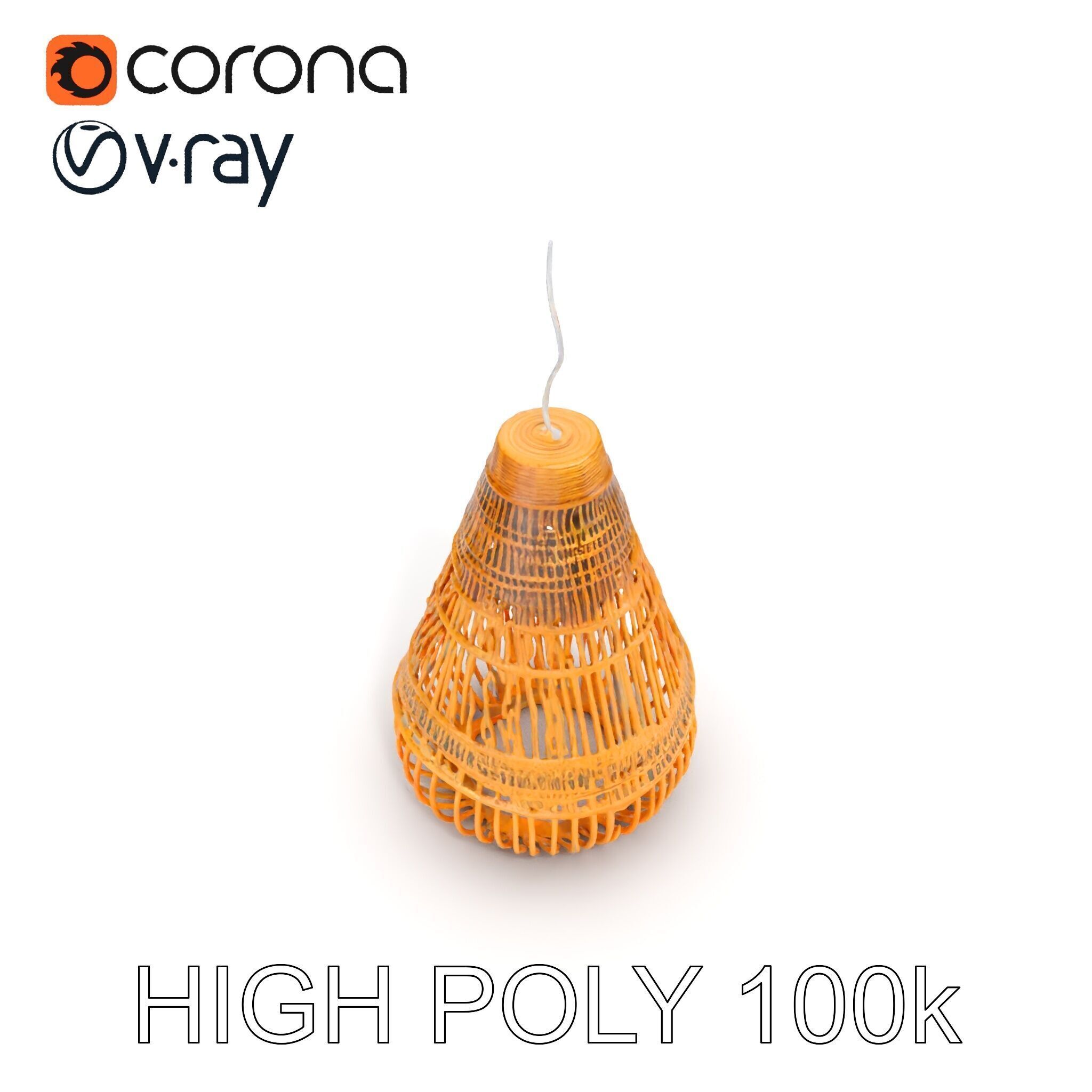 Hanging Wicker Lamp Shade Model Pack Low-poly 3D model_17