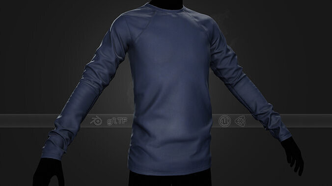 Blue Long Sleeve T-Shirt Low-poly 3D model
