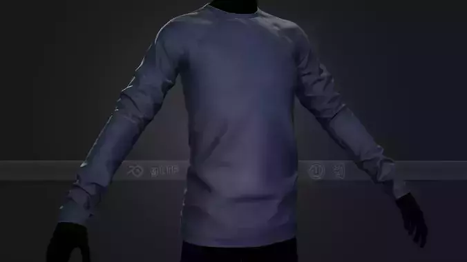Blue Long Sleeve T-Shirt Low-poly 3D model