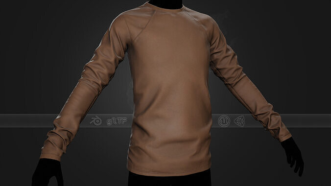 Brown Long Sleeve T-Shirt Low-poly 3D model