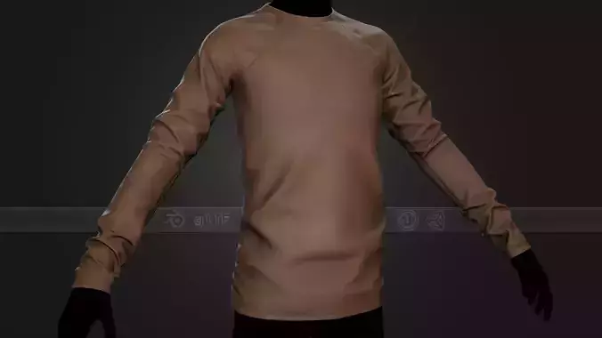 Brown Long Sleeve T-Shirt Low-poly 3D model