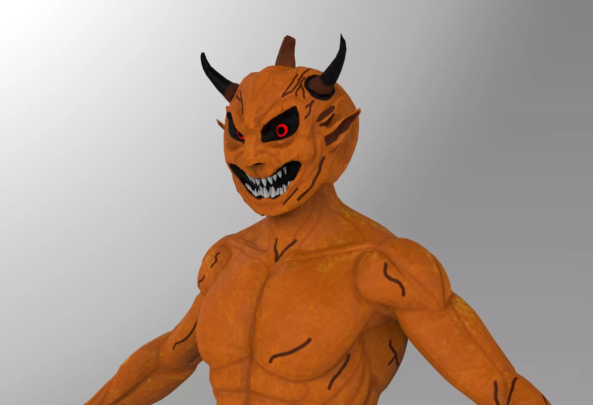 Pumpkin Demon Low-poly 3D model_0