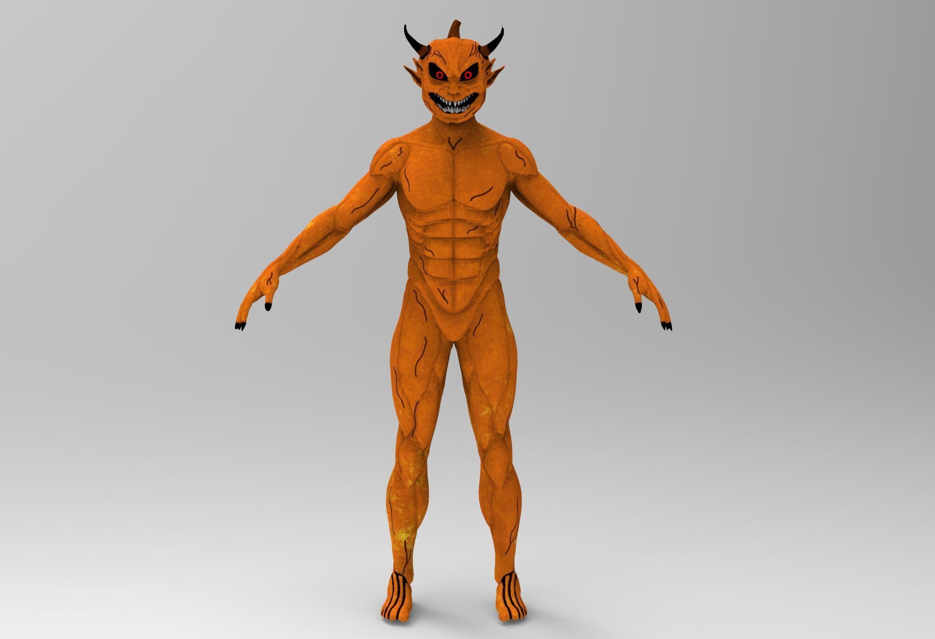 Pumpkin Demon Low-poly 3D model_2