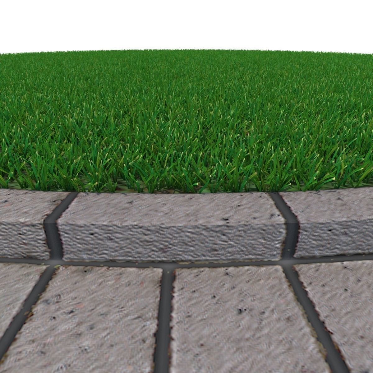 Grass brick wall with on top 3D model_5