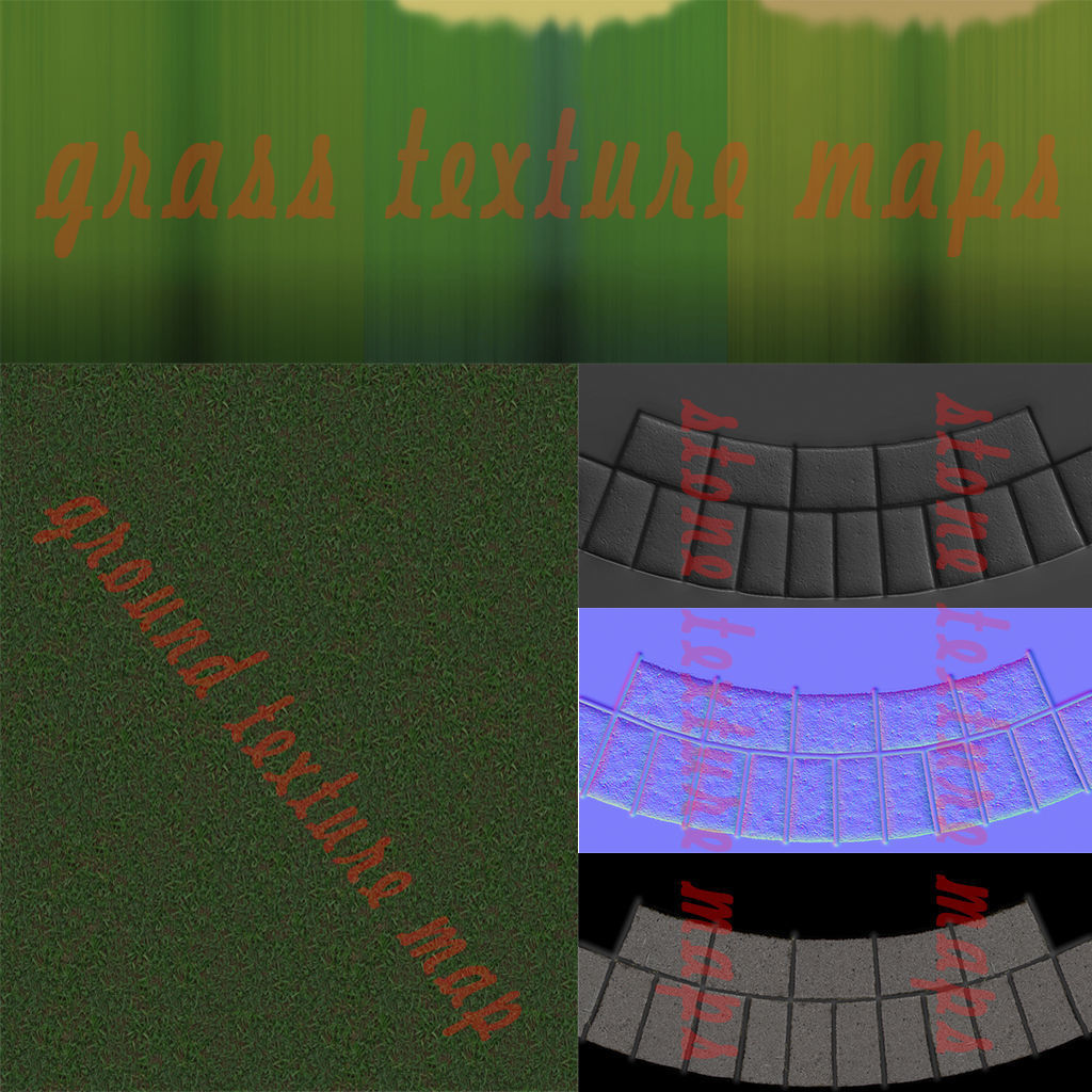 Grass brick wall with on top 3D model_3