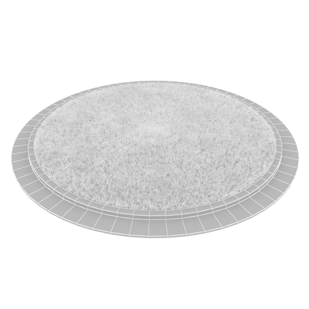 Grass brick wall with on top 3D model_1