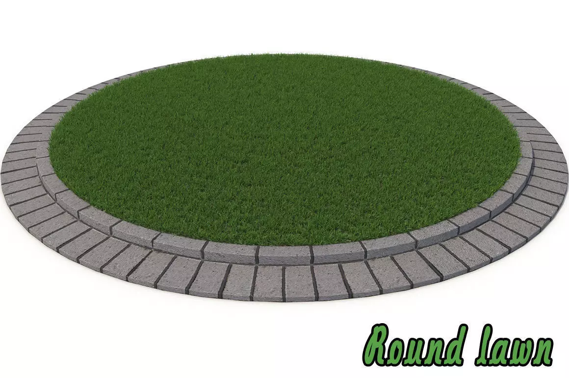 Grass brick wall with on top 3D model_0