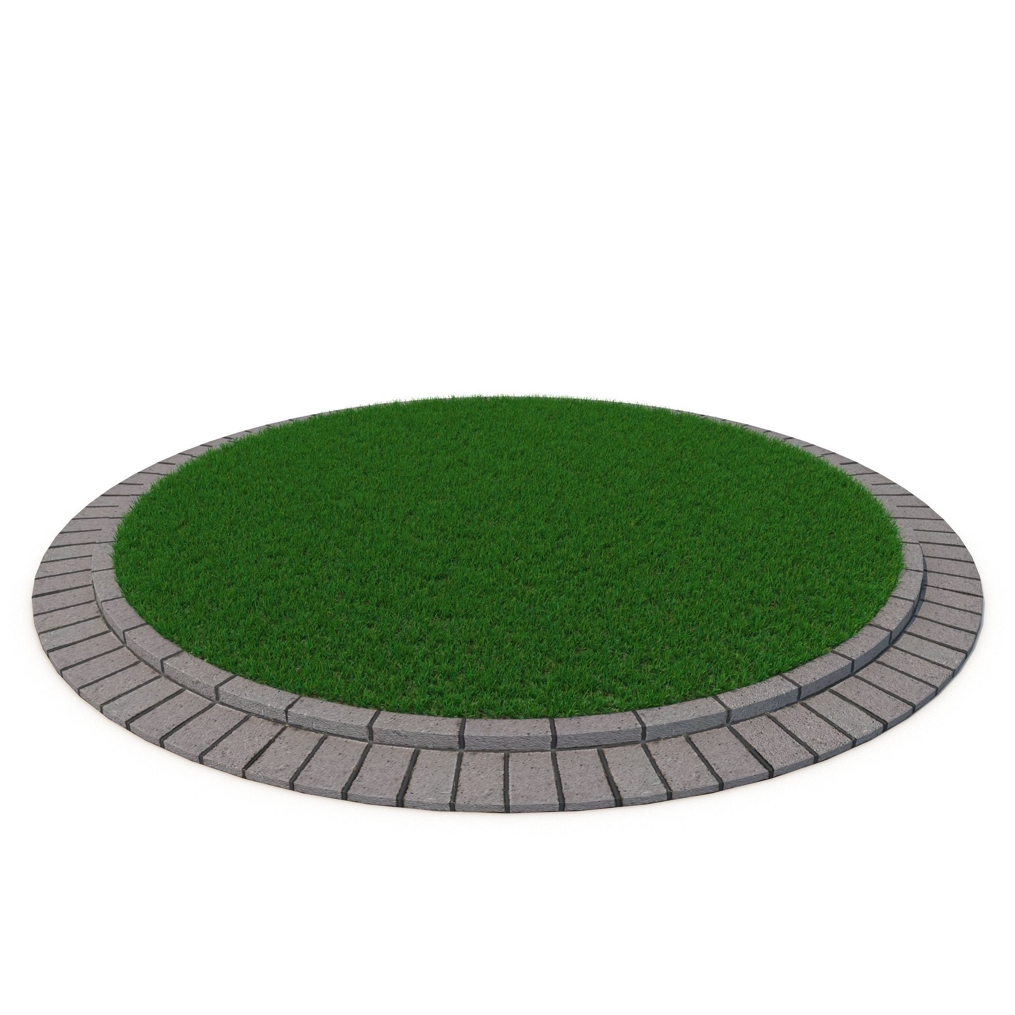Grass brick wall with on top 3D model_6