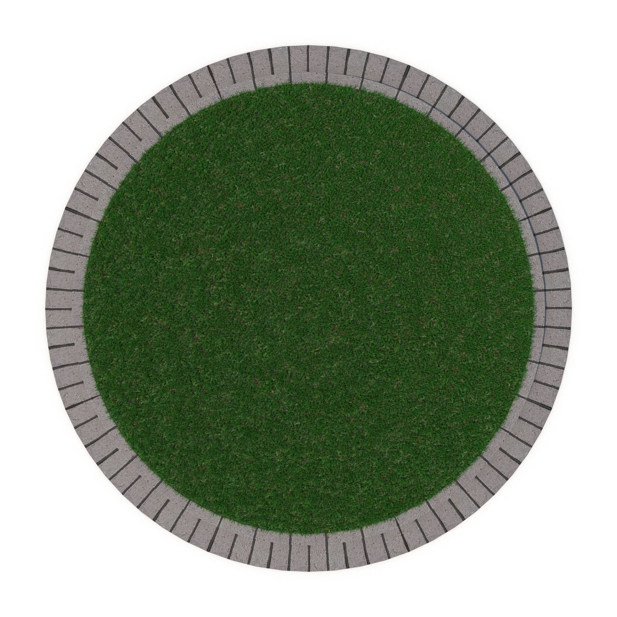 Grass brick wall with on top 3D model_7
