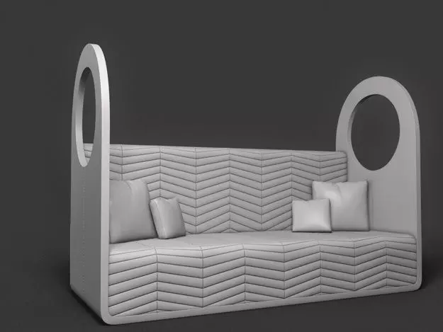Couch sofa with pillows 3D model_0