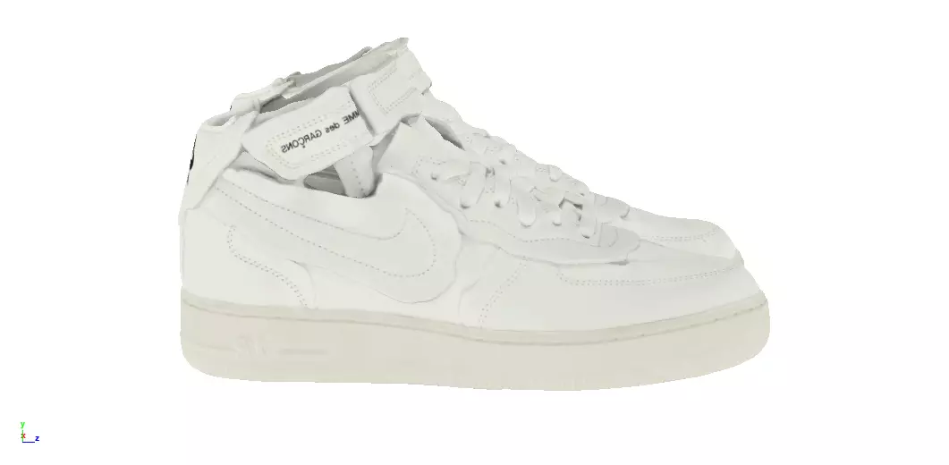 CDG x Nike Air Force 1 Mid Low-poly 3D model_0
