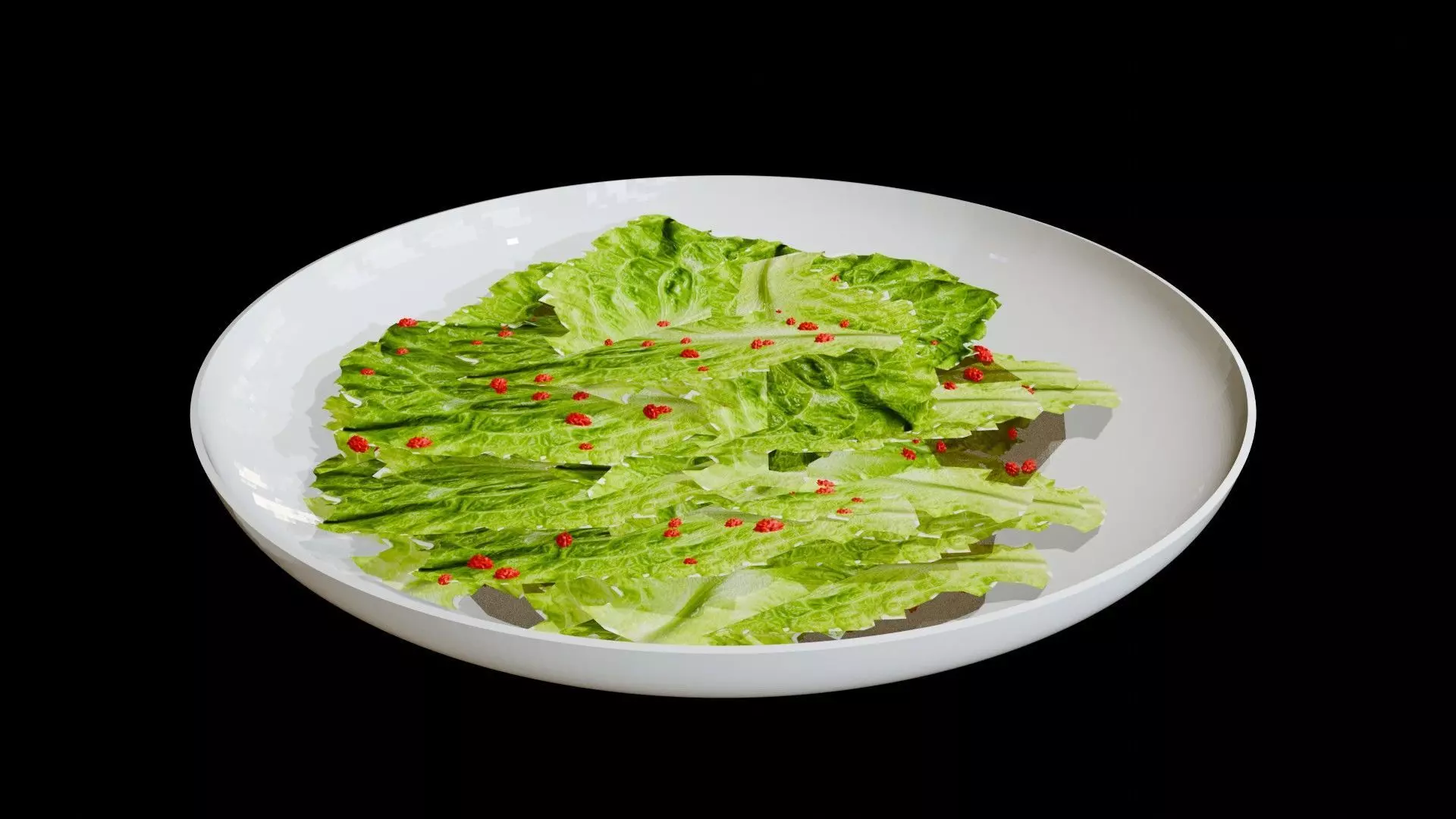 Chinese food vegetable lettuce and wolfberry Low-poly 3D model_0