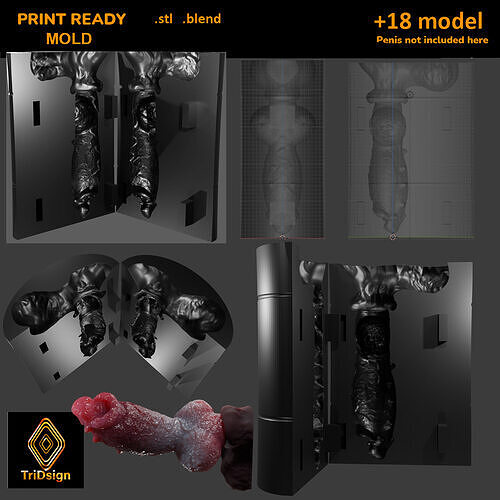 Print Ready Hellhound Dog Penis Mold Low-poly 3D print model