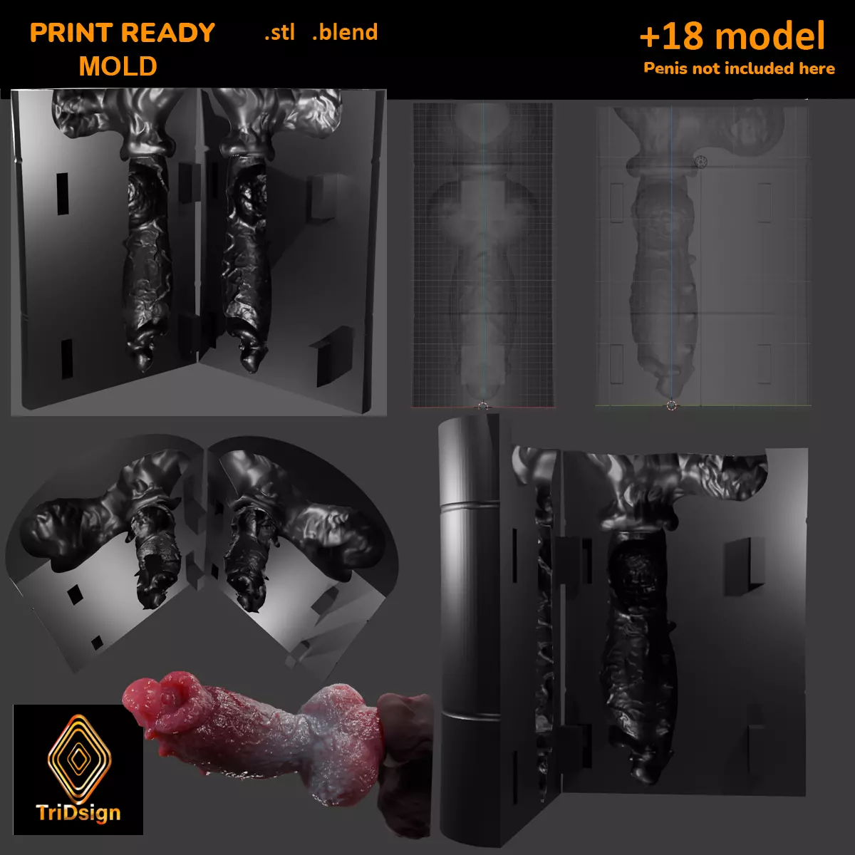 Print Ready Hellhound Dog Penis Toy Mold 3D print model_0