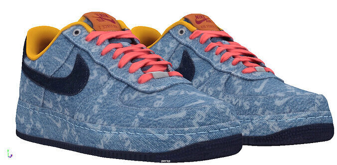 Levis x Nike Air Force 1 High blue Low-poly 3D model