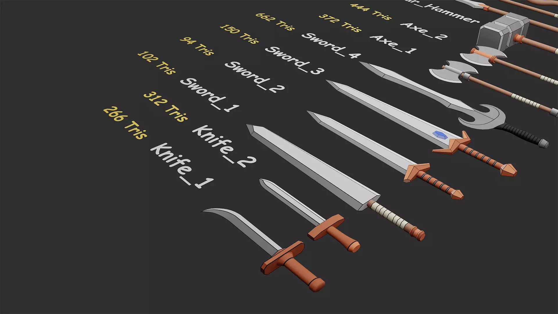Stylized Melee Weapons Pack Low-poly 3D model_2