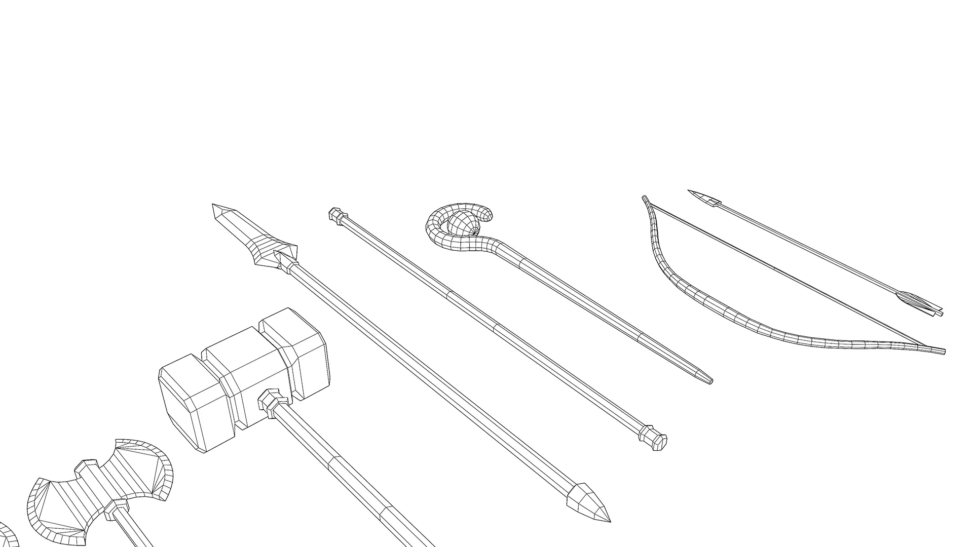 Stylized Melee Weapons Pack Low-poly 3D model_8