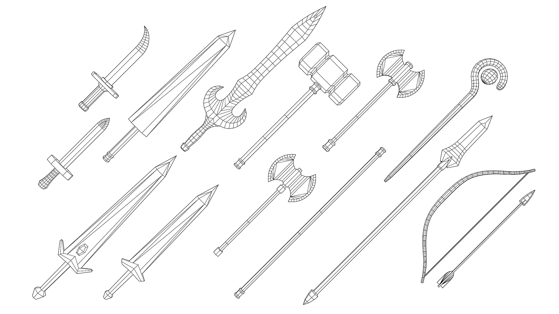 Stylized Melee Weapons Pack Low-poly 3D model_9