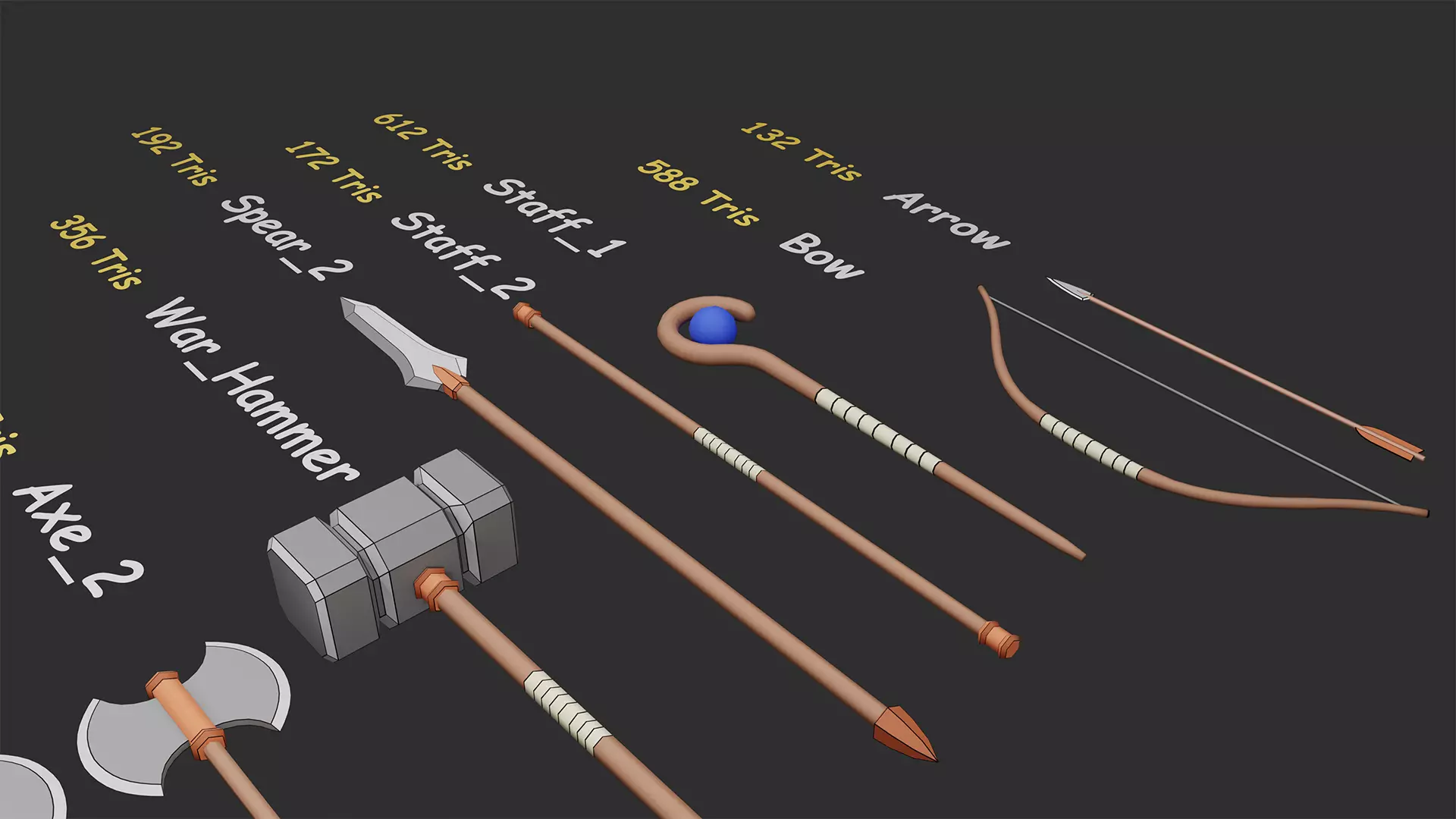 Stylized Melee Weapons Pack Low-poly 3D model_4