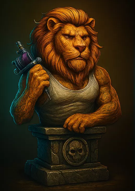 lion tattoo inked 3D print model_0