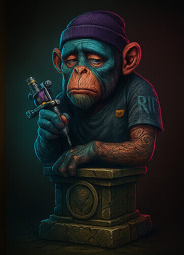 monkey inked tattoo 3D print model