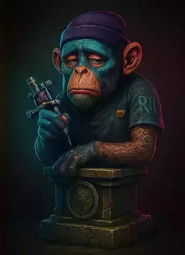 monkey inked tattoo 3D print model