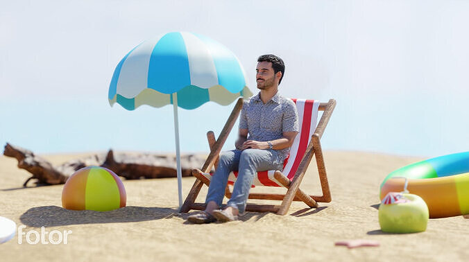 Beach Holiday Virtual Set Extension and Game Asset 3D model