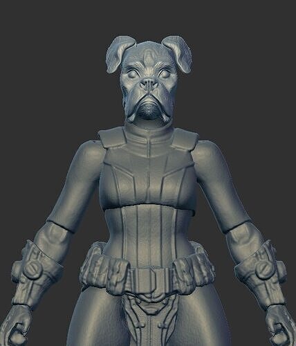 Boxer Dog Head for Action Figures 3D print model