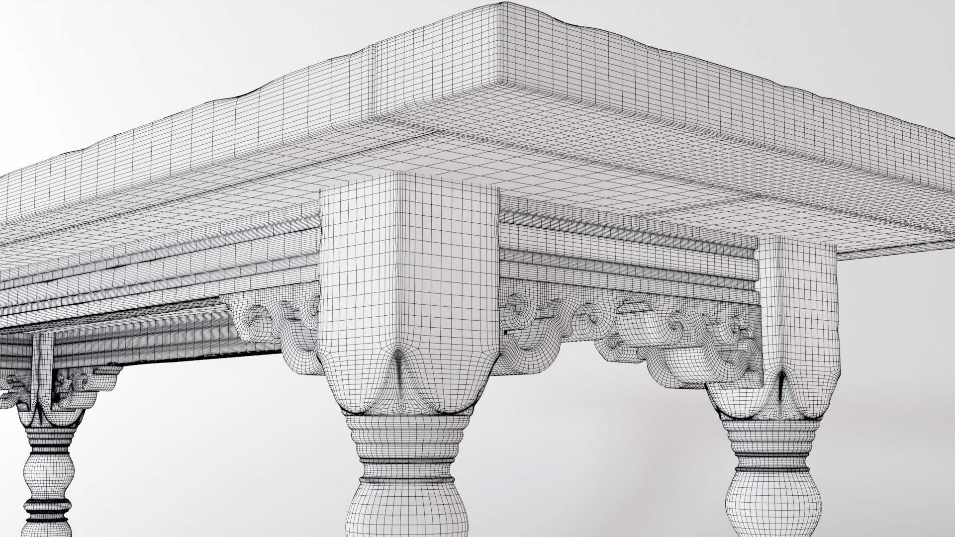 Old dining table 3D model_11