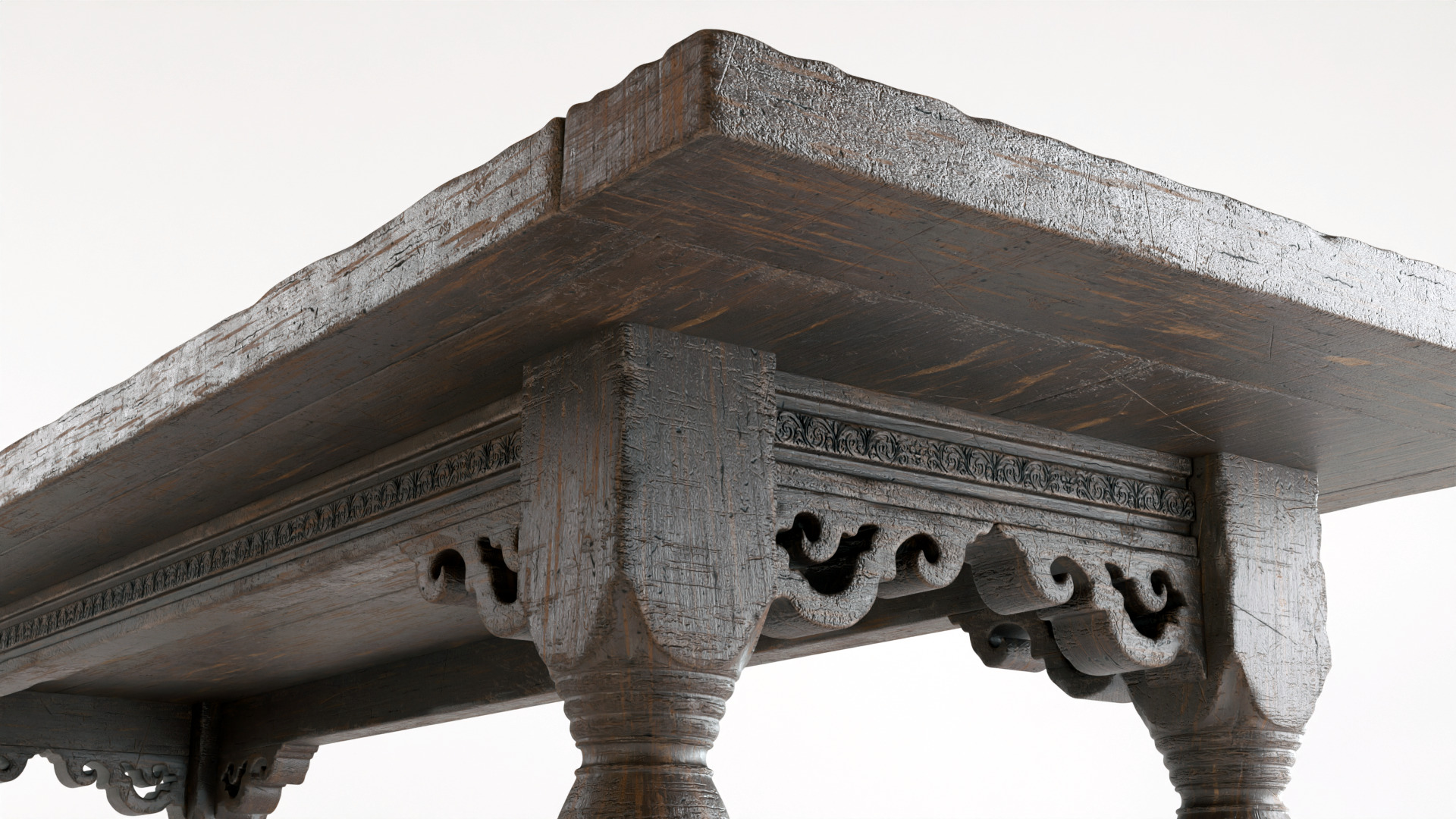 Old dining table 3D model_6