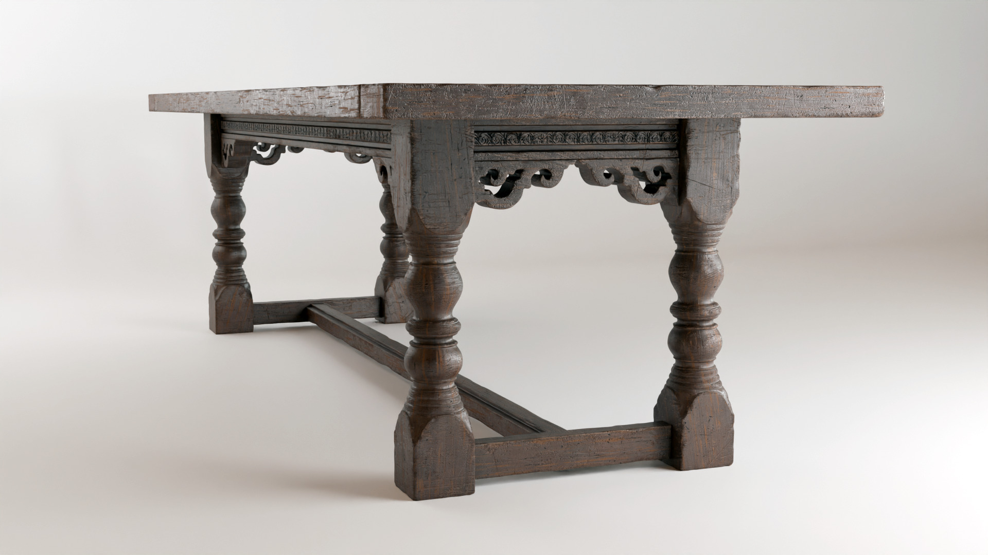 Old dining table 3D model_1