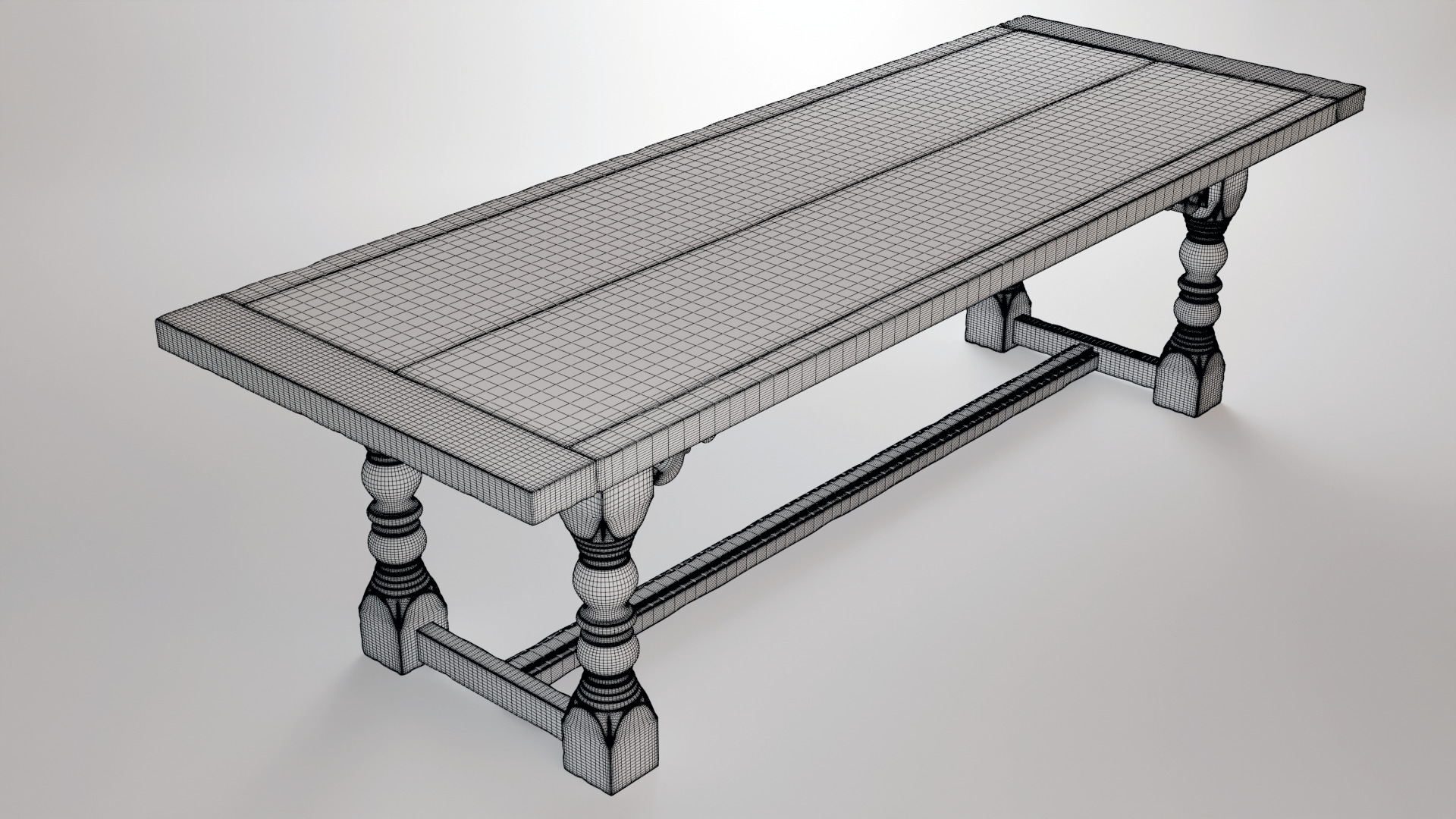 Old dining table 3D model_9