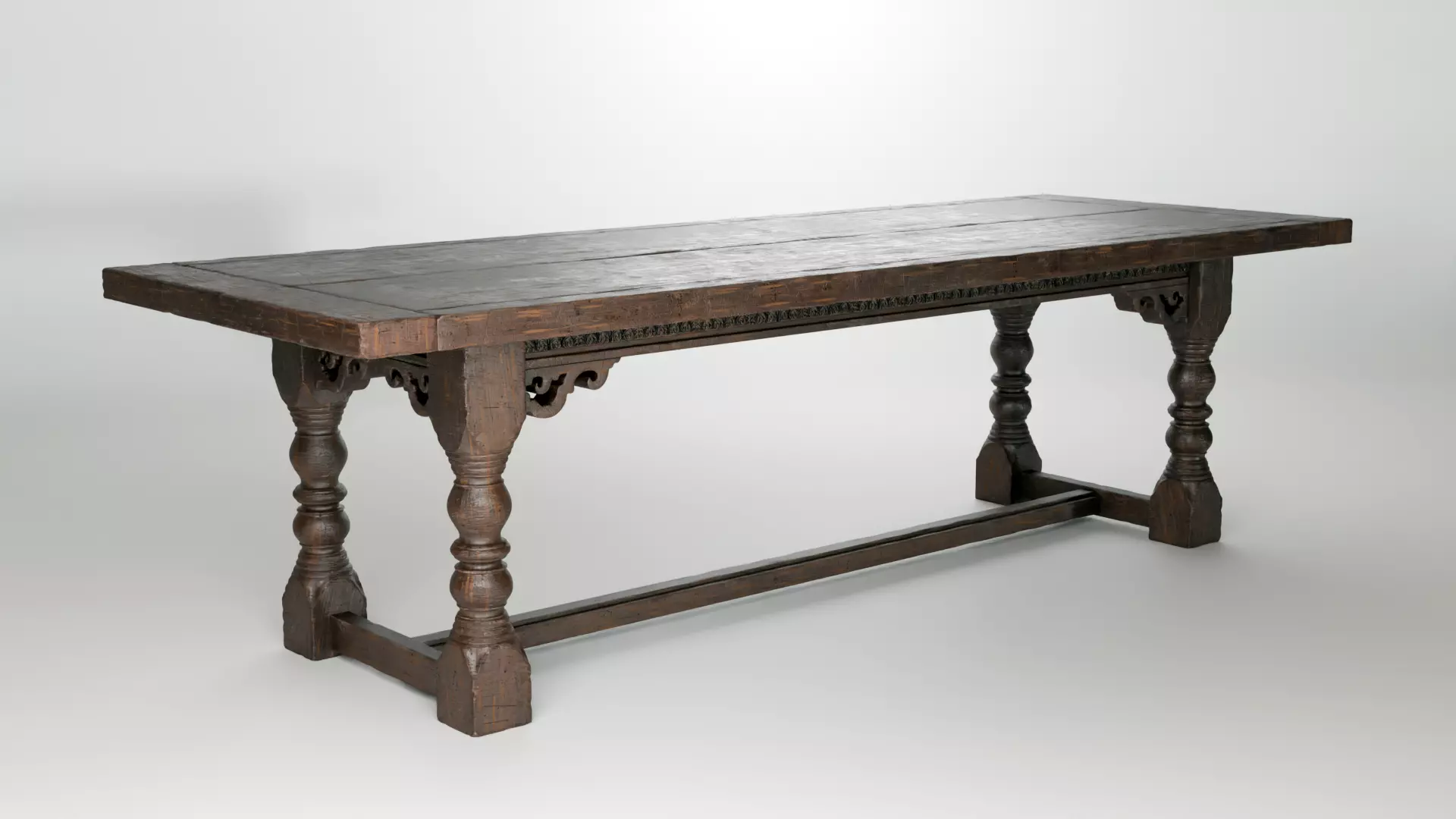 Old dining table 3D model_0