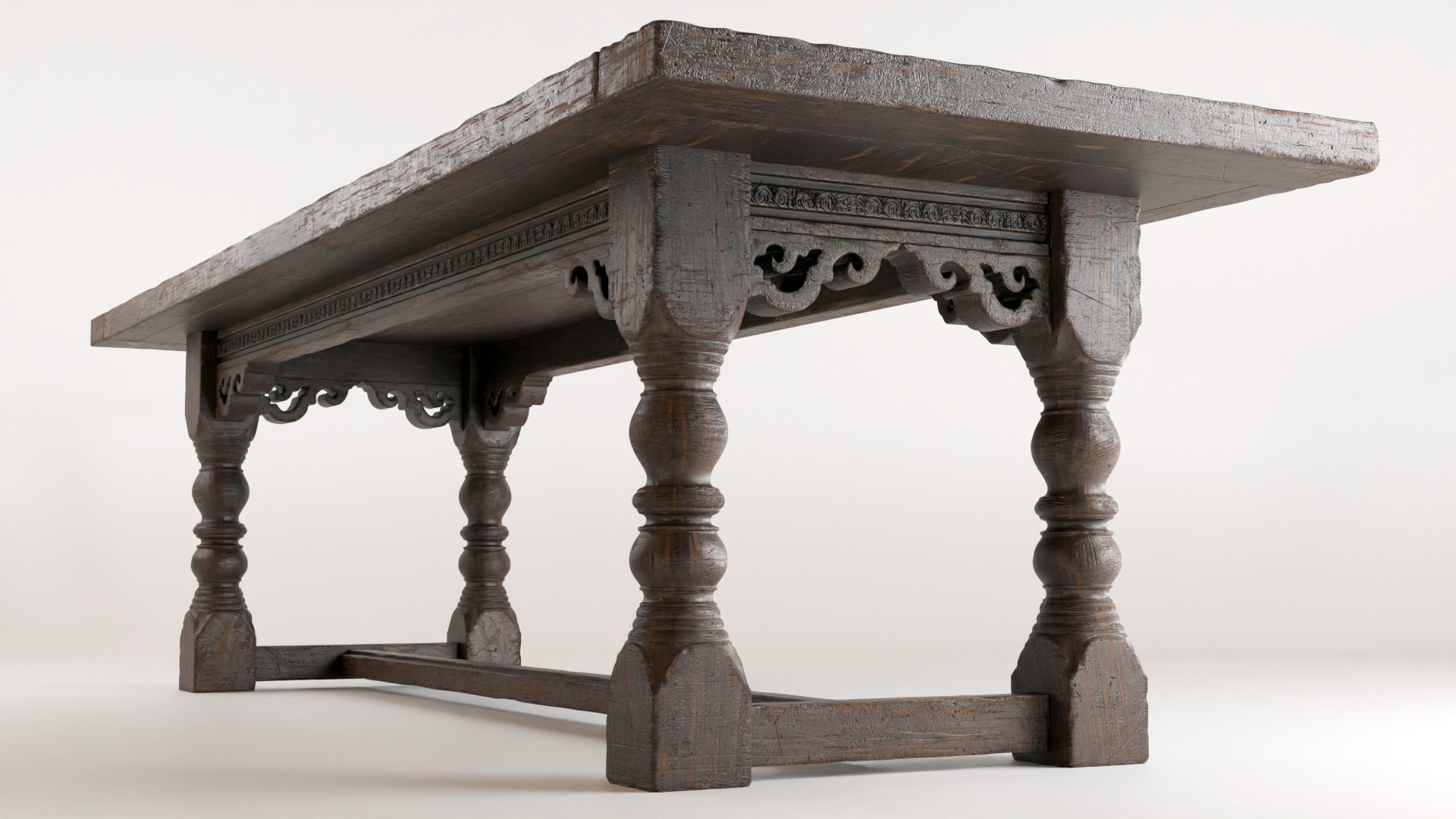 Old dining table 3D model_4