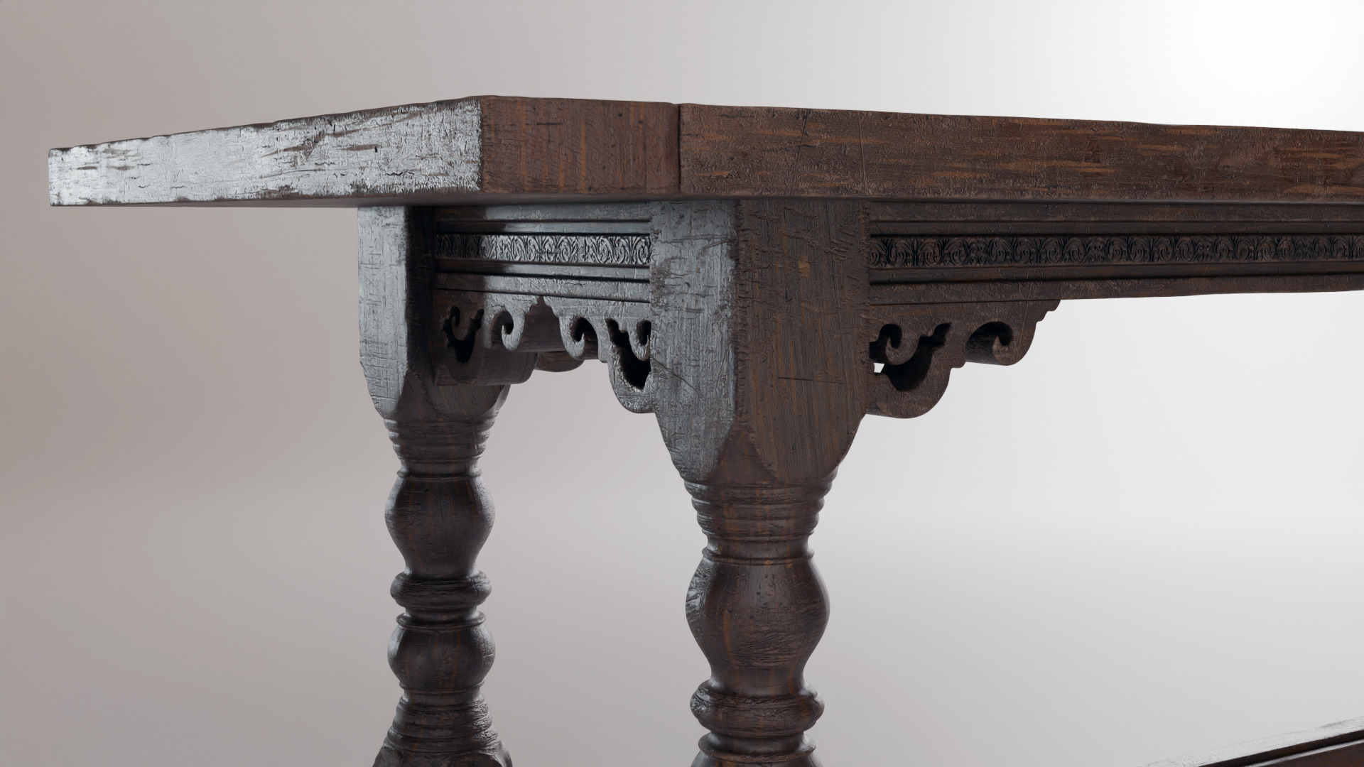 Old dining table 3D model_7