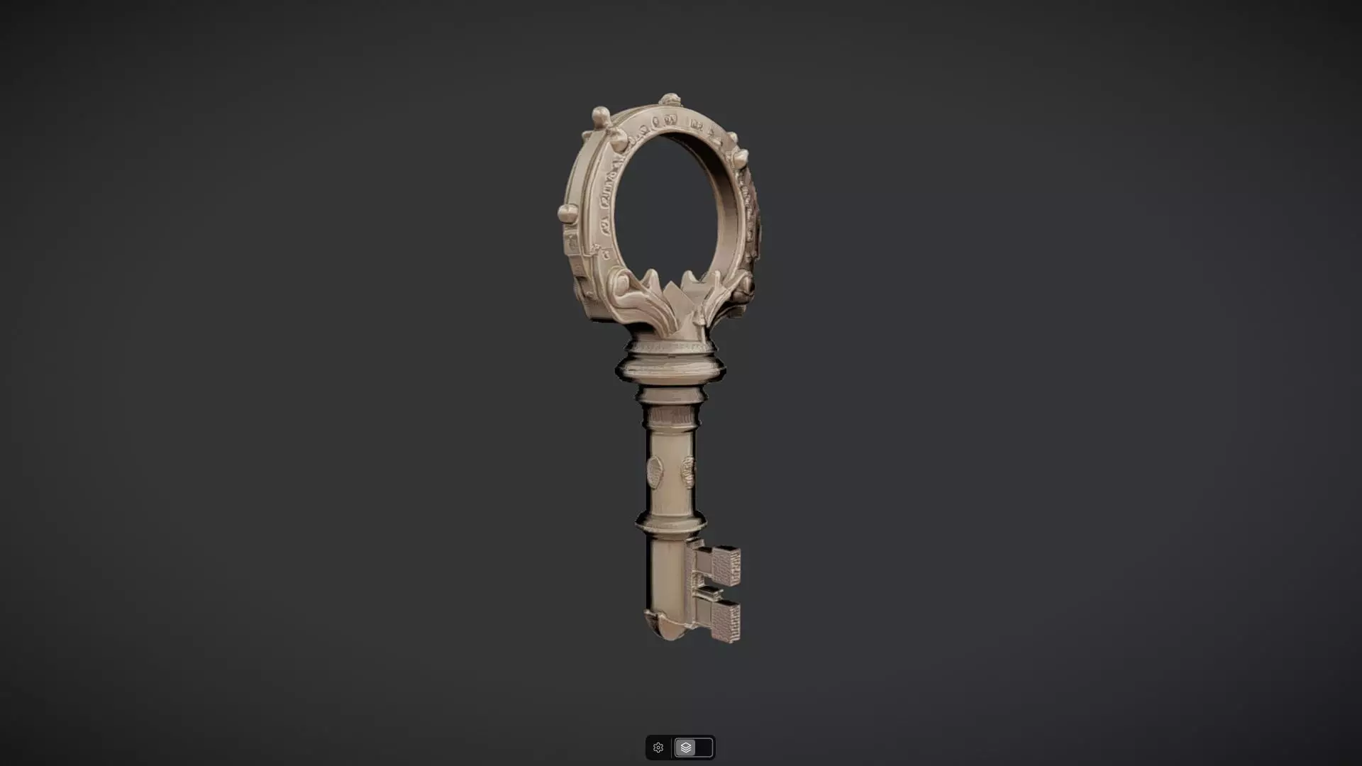 ornate antique metal key 3D model