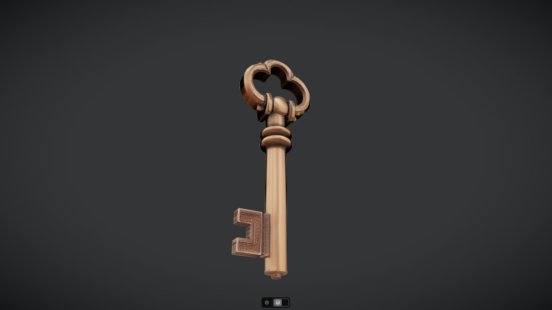 antique ornate metal key 3D model_7