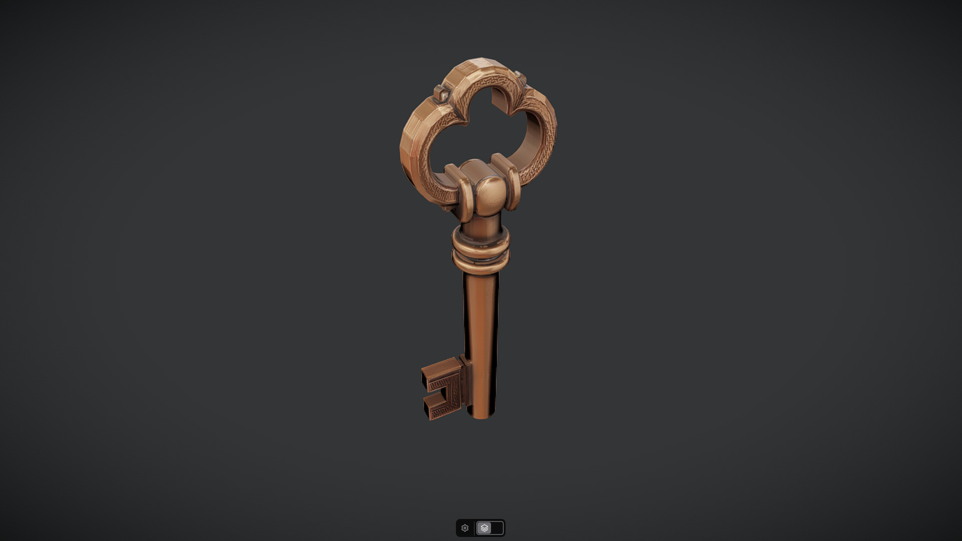 antique ornate metal key 3D model_8