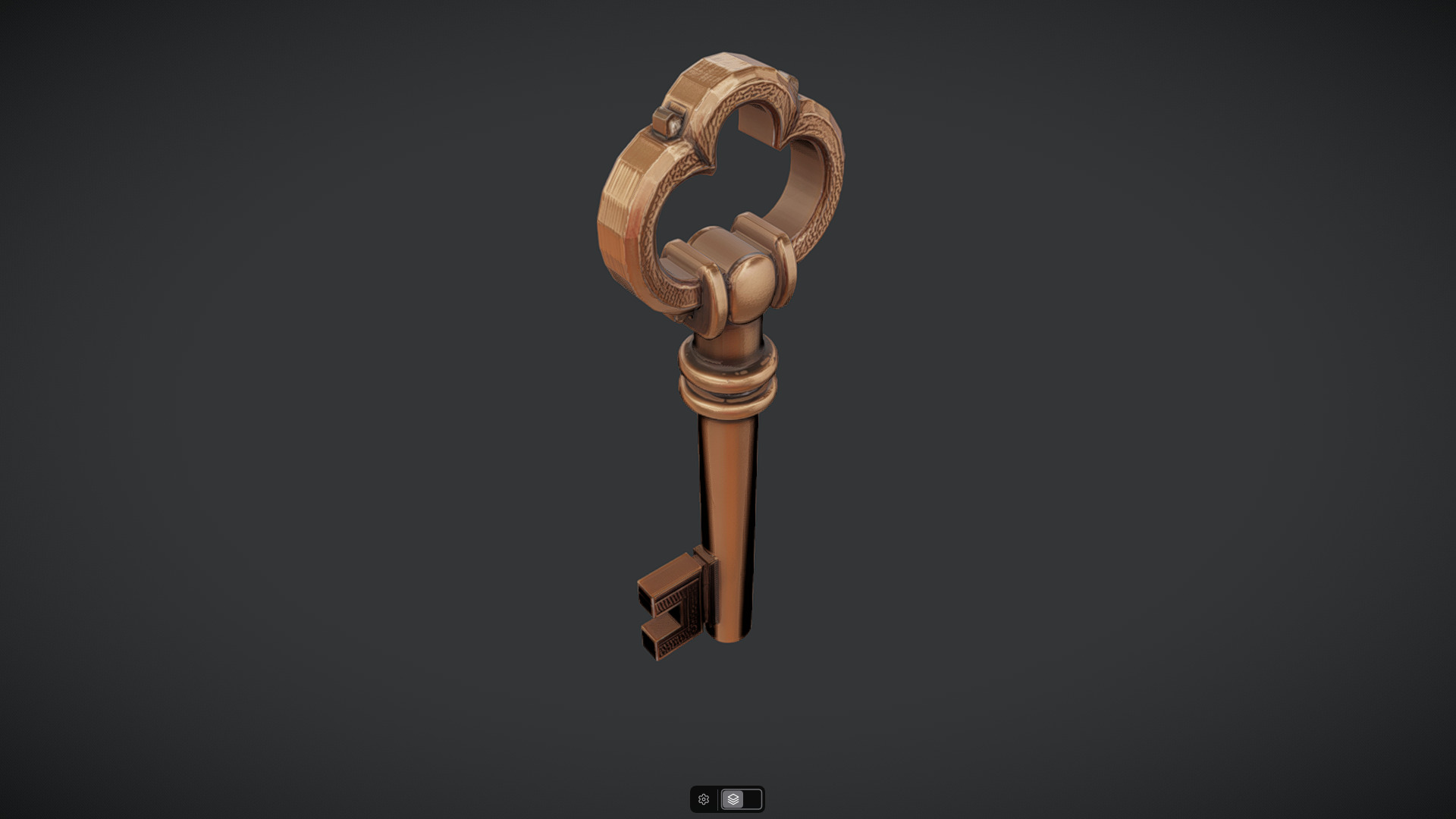 antique ornate metal key 3D model_2