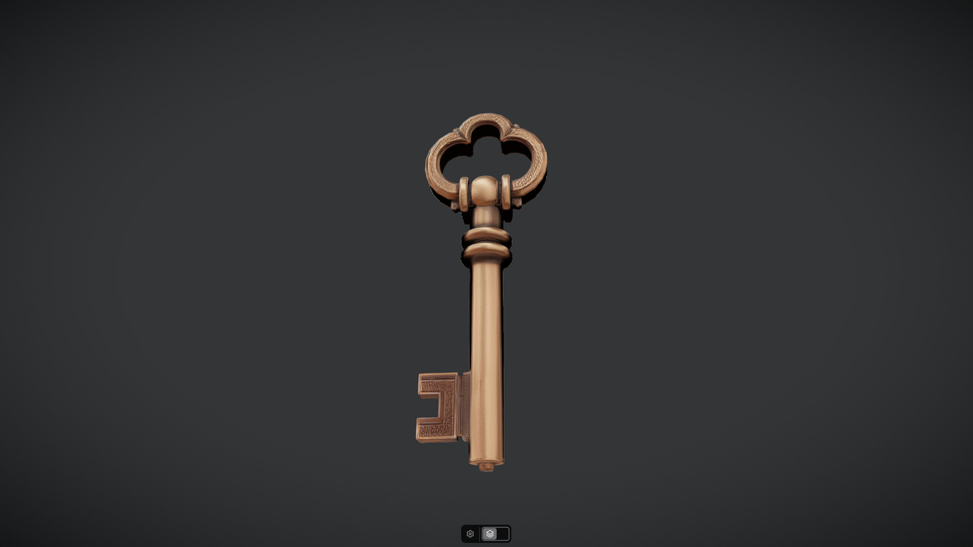 antique ornate metal key 3D model_5