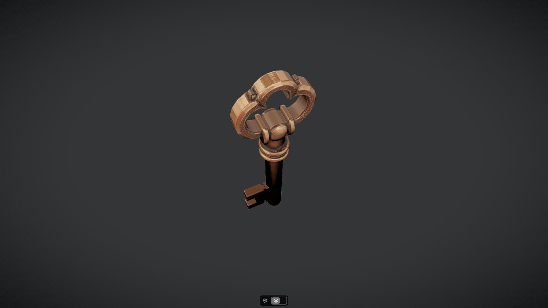 antique ornate metal key 3D model_4