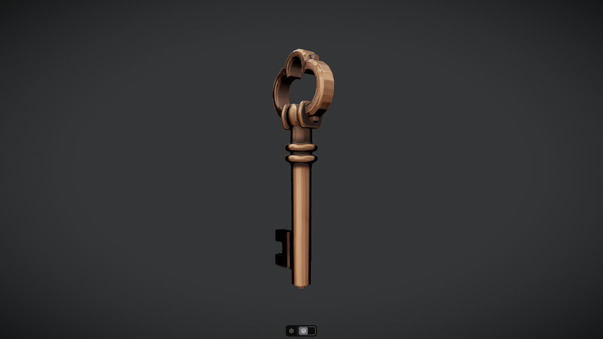 antique ornate metal key 3D model_9