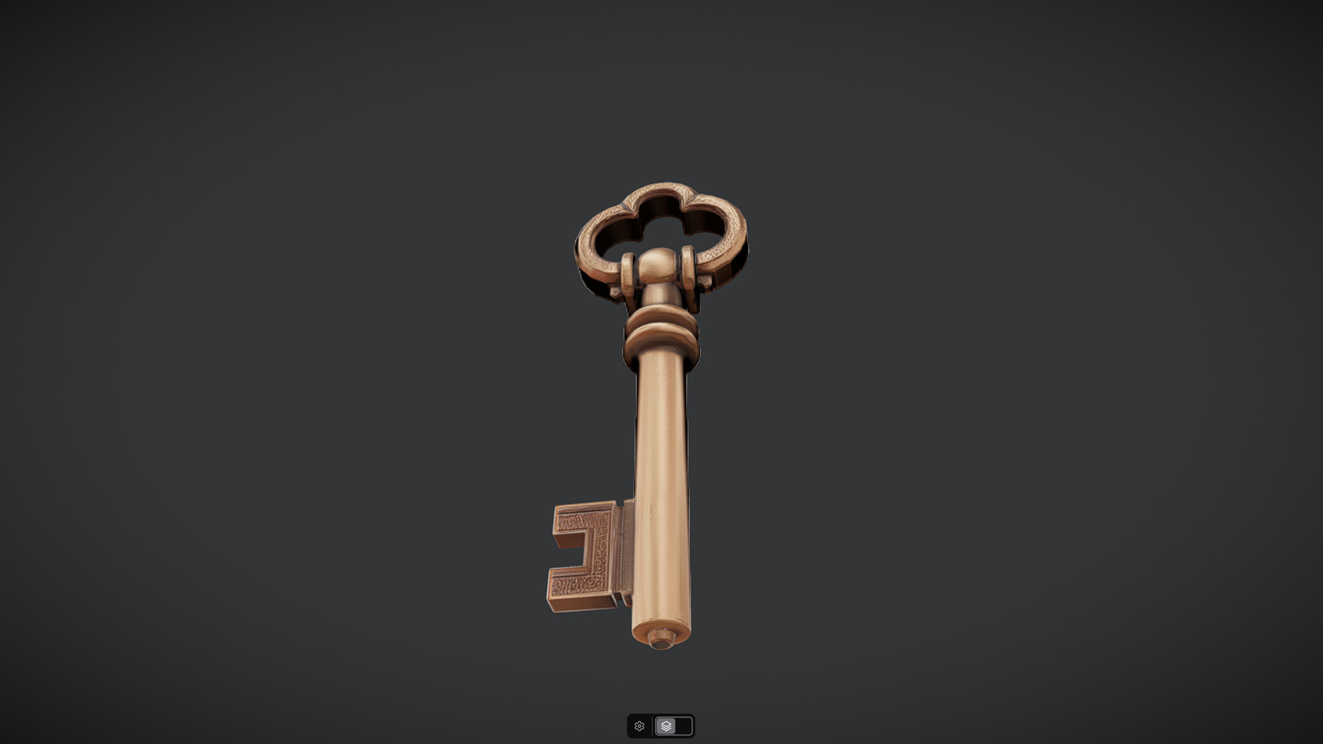 antique ornate metal key 3D model_3
