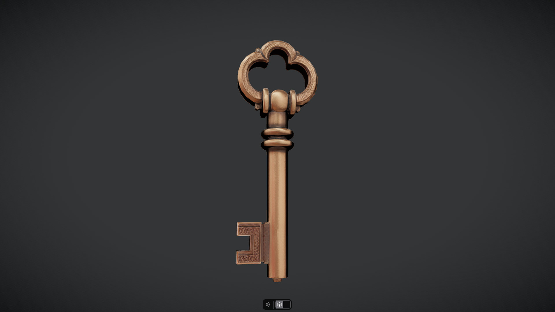 antique ornate metal key 3D model_10