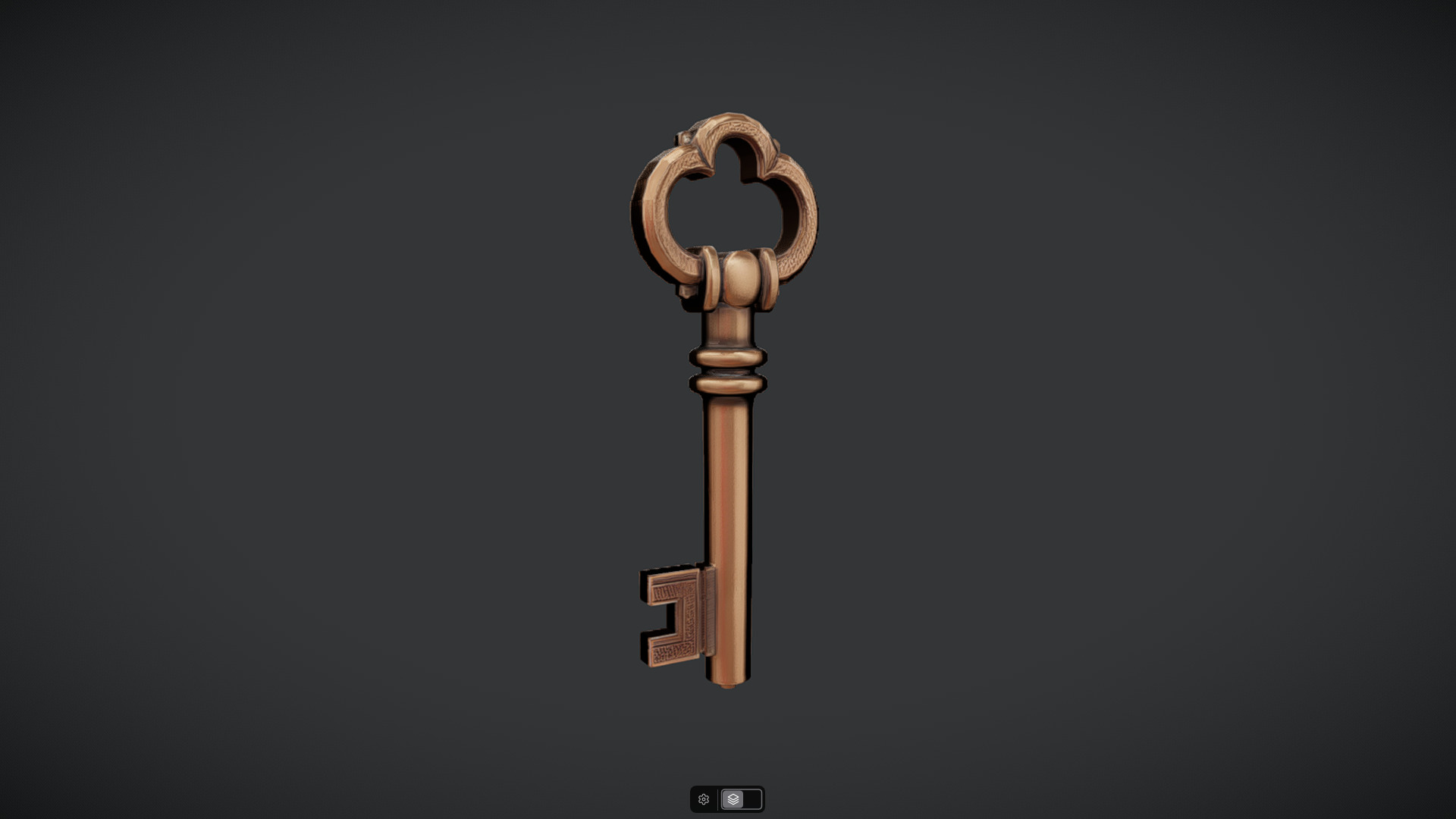 antique ornate metal key 3D model_6